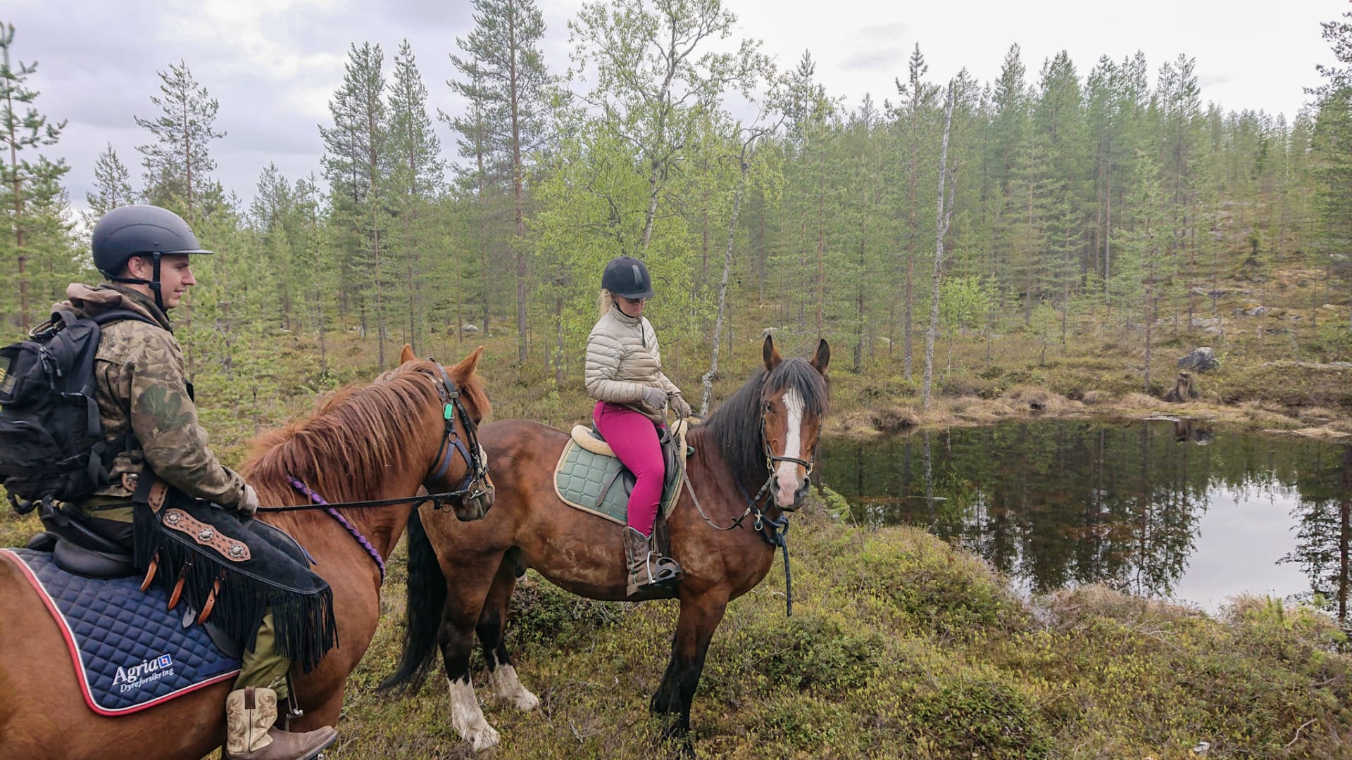 Riders next to the lake