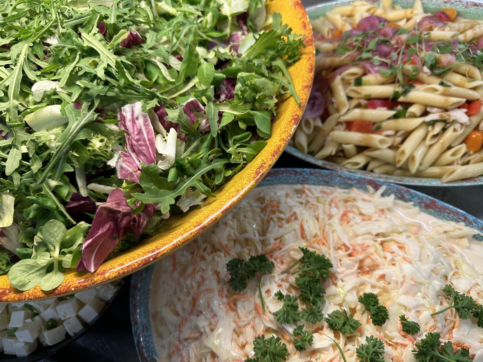 extensive salad selection for lunch