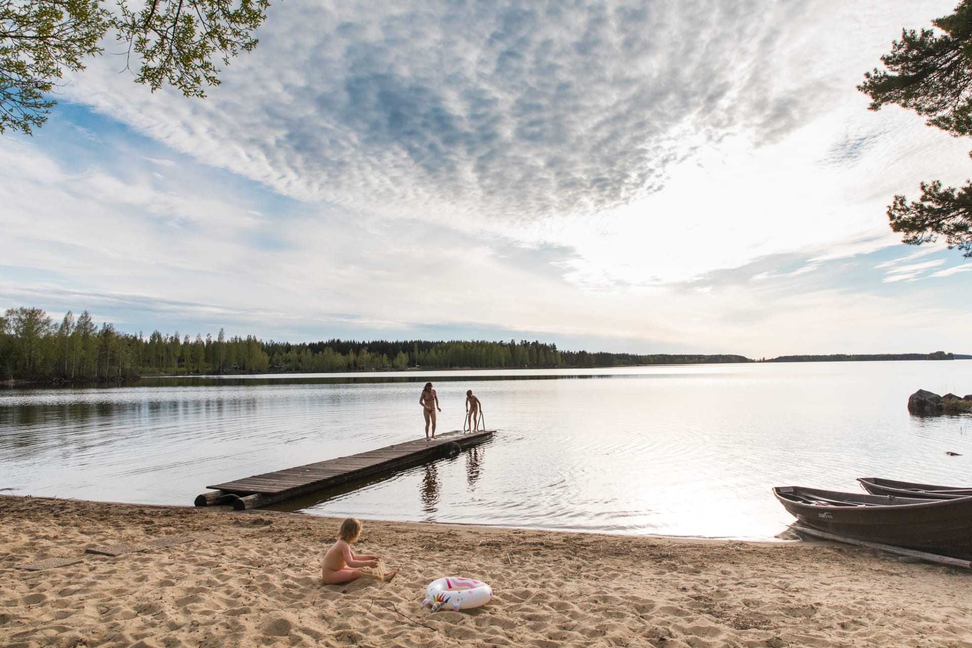 Traditional finnish sauna by the lake Saimaa, Puruvesi