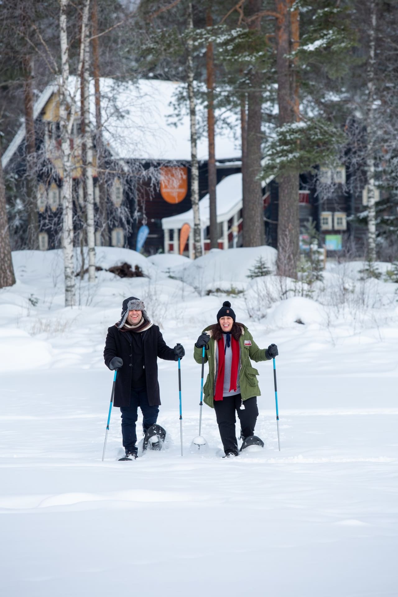 Snowshoeing on lake Pielinen