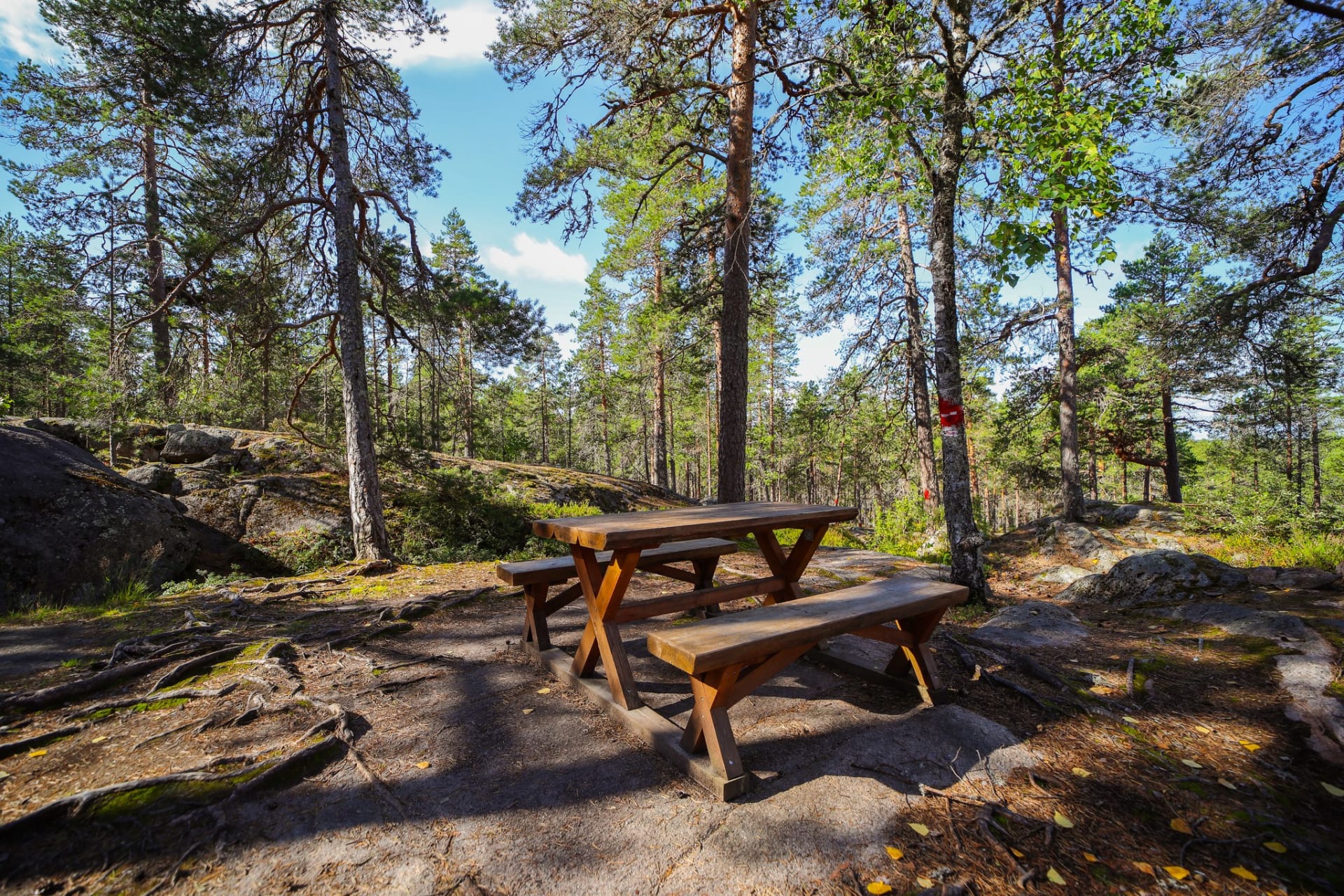 There are several table groups for picnics on Käskyvuori.