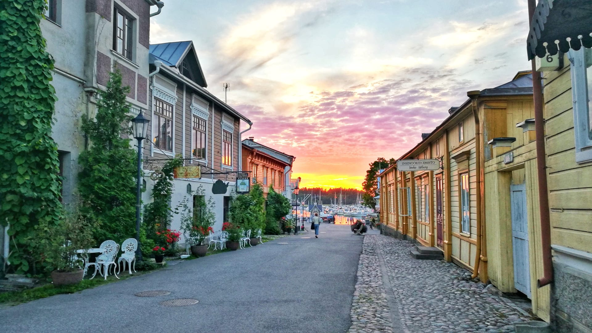 Naantali old wooden town main street