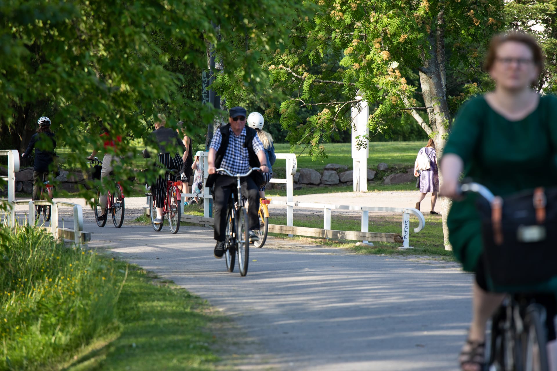 Biking at Hupisaaret City Park.