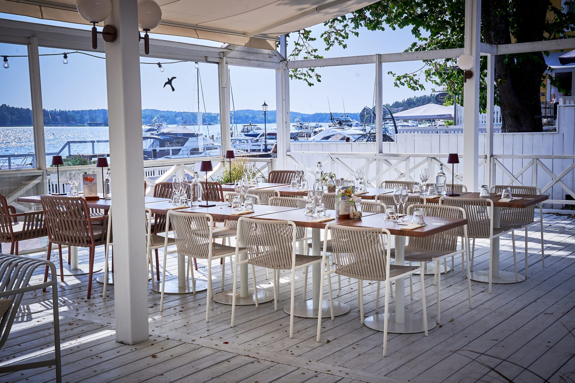 Terrace with a view to guest harbour