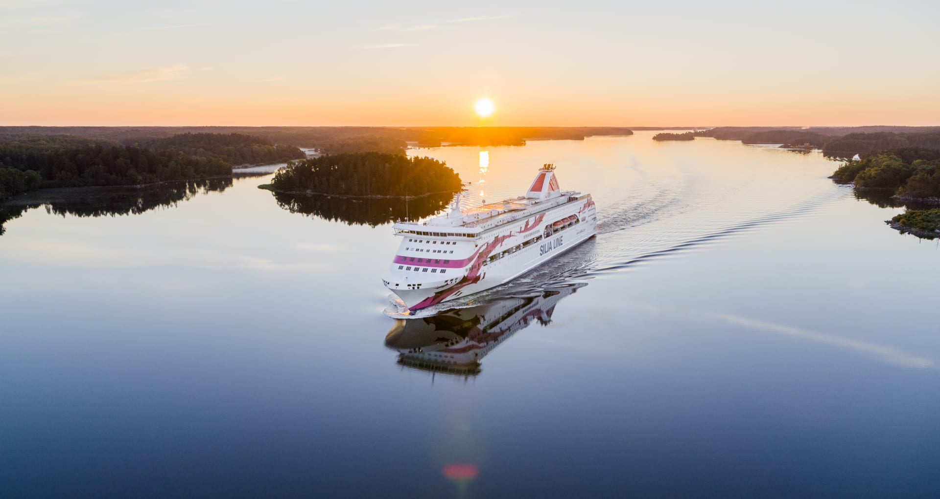 Baltic Princess sailing in the sunset