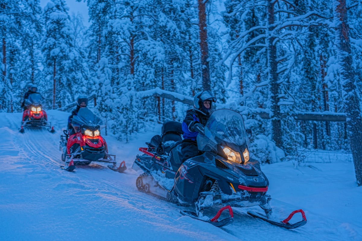 Guided Snowmobile safari through the scenery routes of Porosalmi