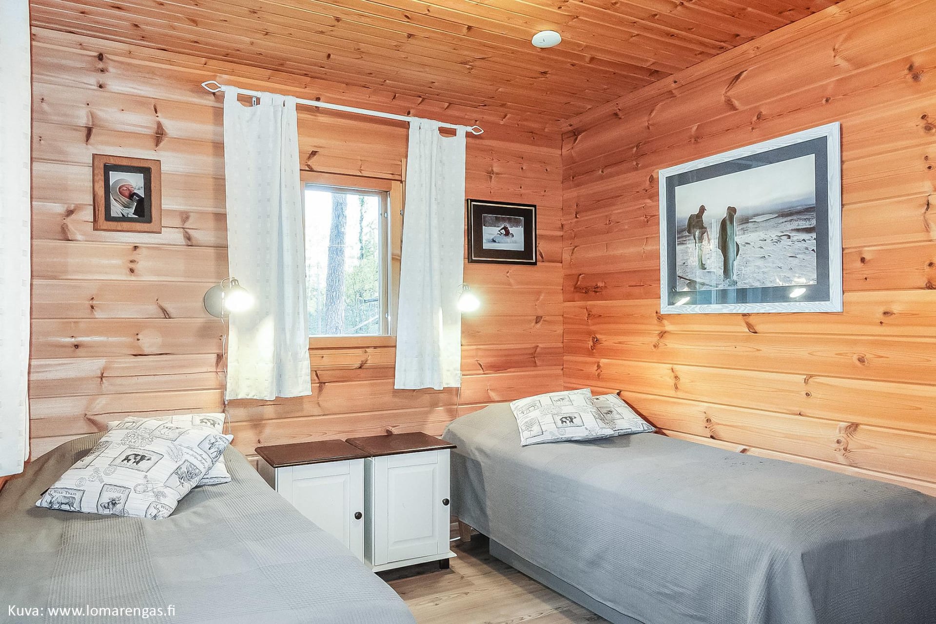 One of the bedrooms of the wilderness cabin.