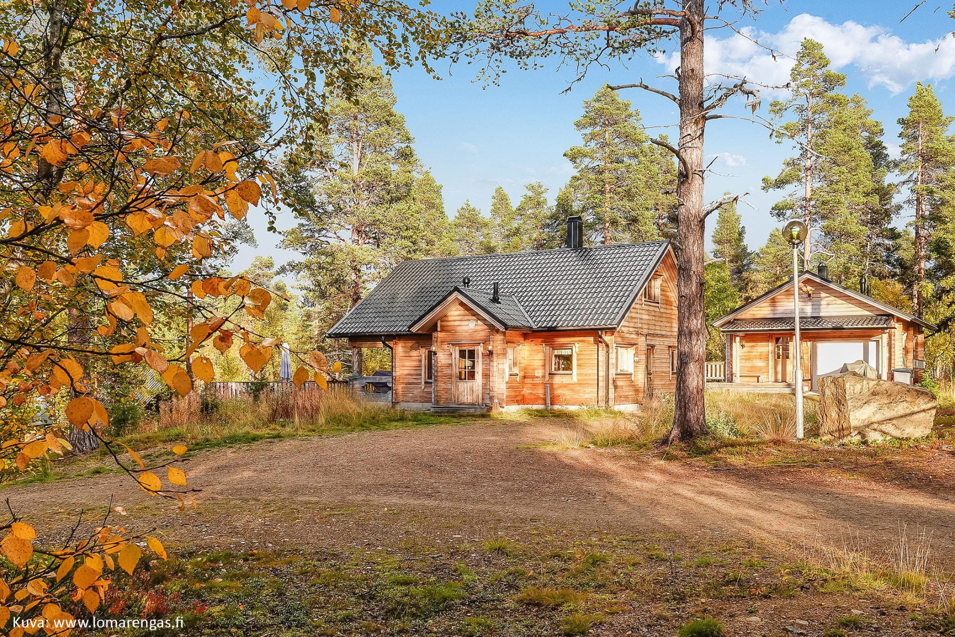 The front area of the wilderness cabin.