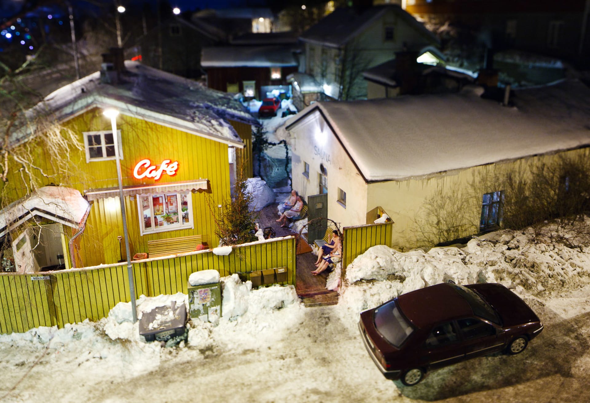 Rajaportti sauna, outside overview in winter.