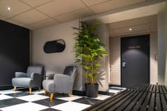 The sauna space has a room attached where you can enjoy refreshments