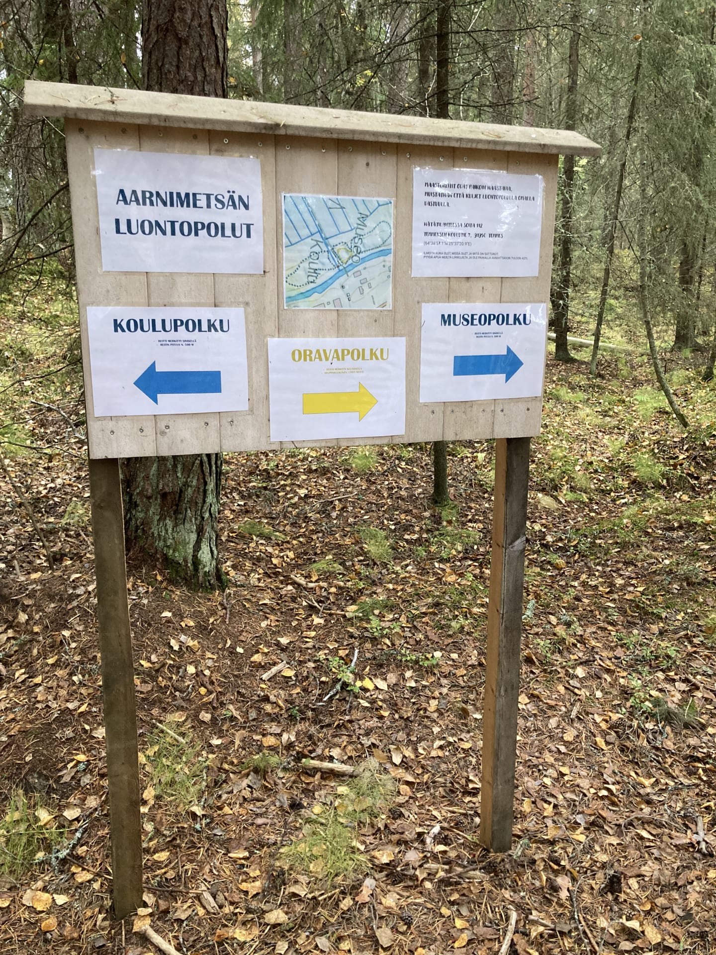 Aarnimetsän luontopolut -opastetaulu Aarnimetsän luontopolut -opastetaulu