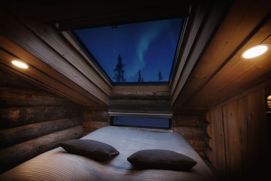 Bedroom with  glass roof