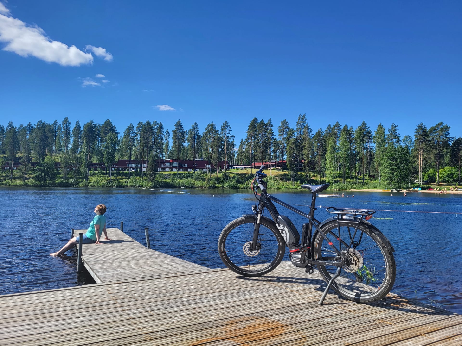 Lakeside Hotel Keurusselkä, Keuruu, lake, pier, a woman enjoying a beautiful summer day