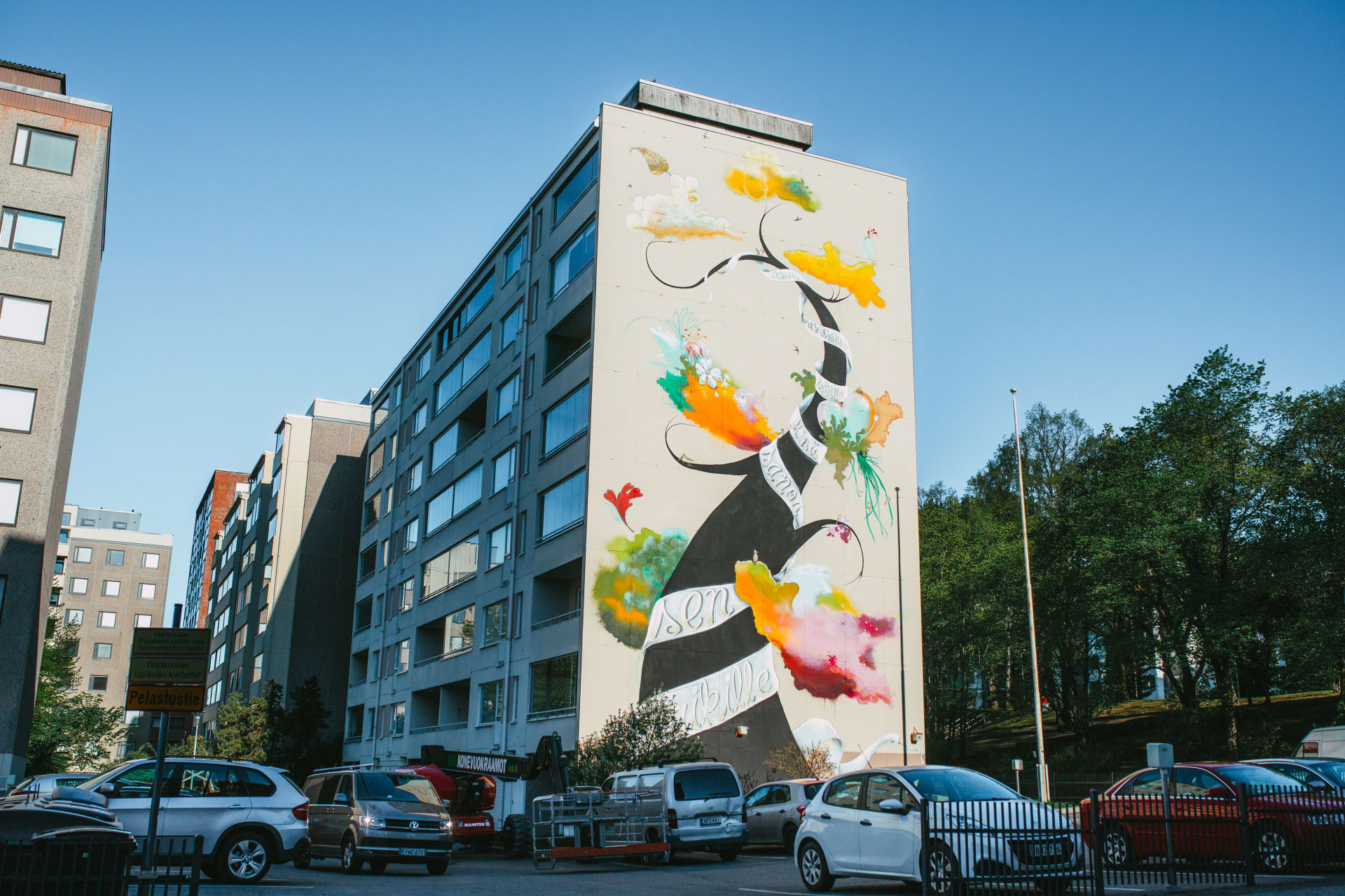 Tree of Poetry mural created by artist Teemu Mäenpää and produced by Annikki Poetry Festival