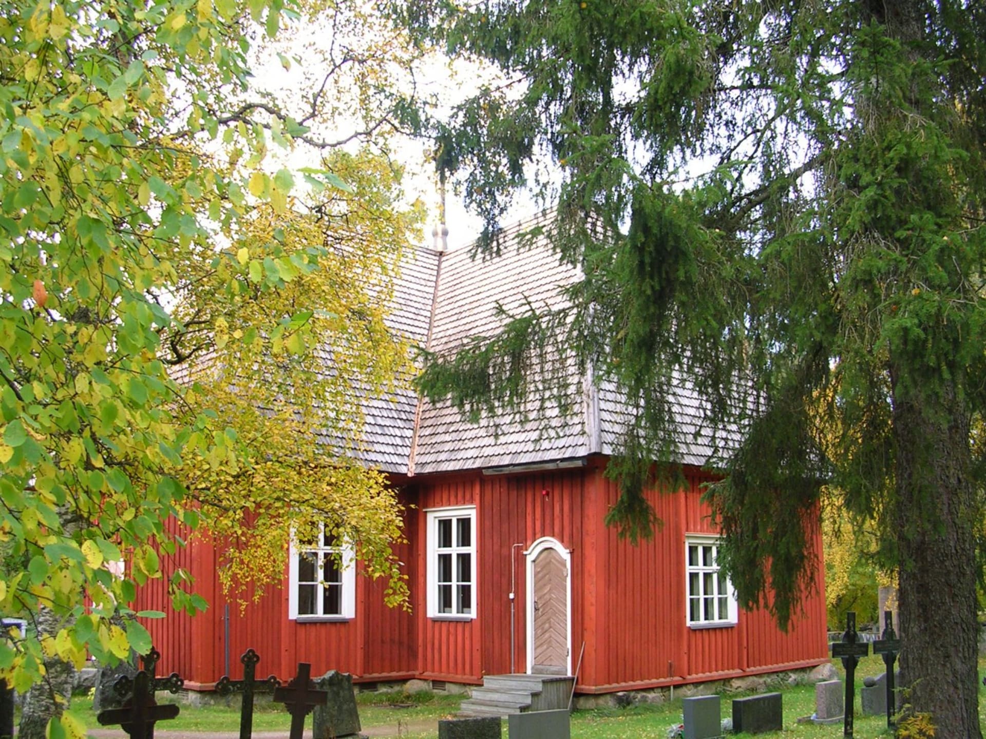 Small red wooden church of Revonlahti in Siikajoki