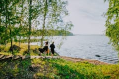 Summer lake swimming