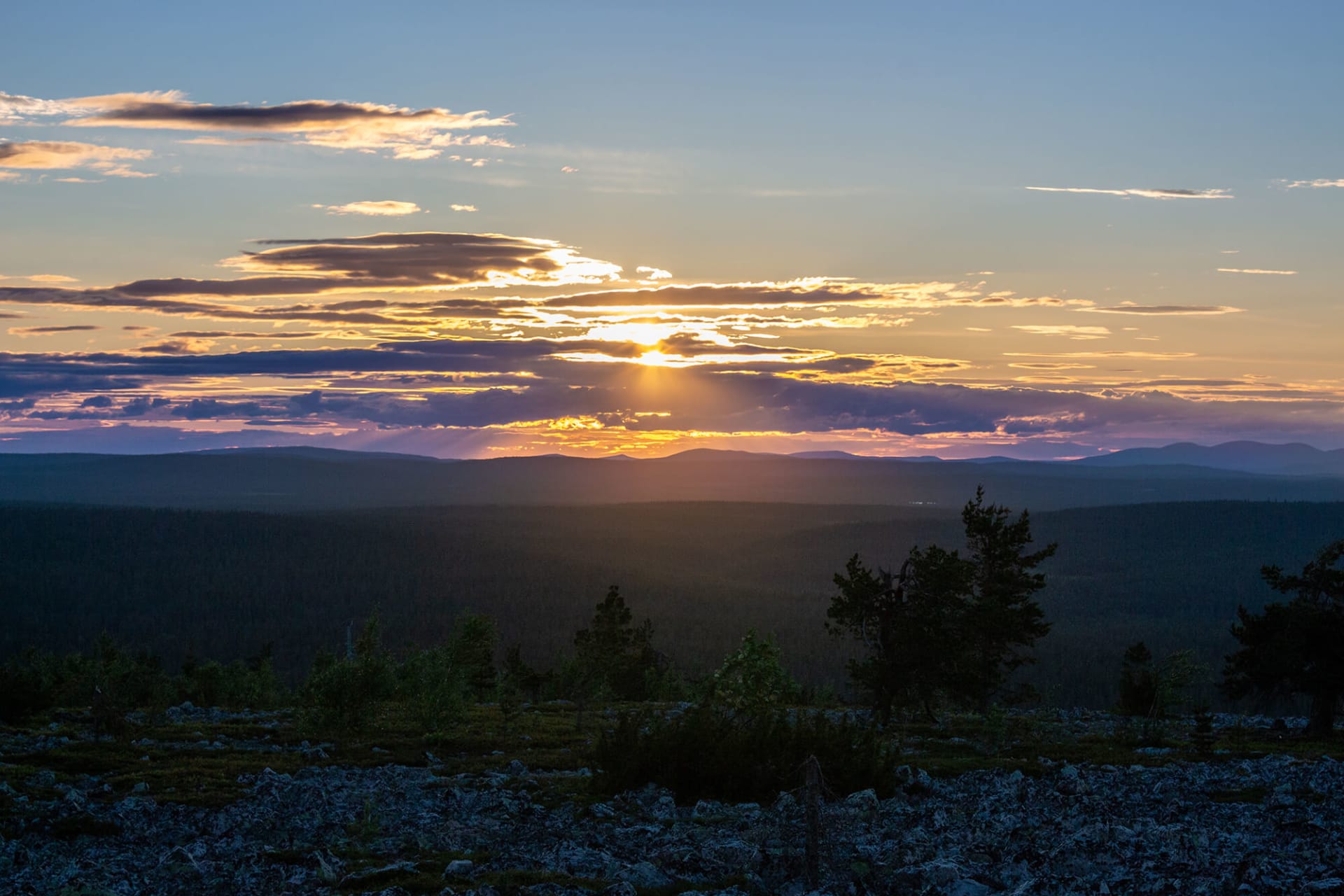 midnight sun and clouds