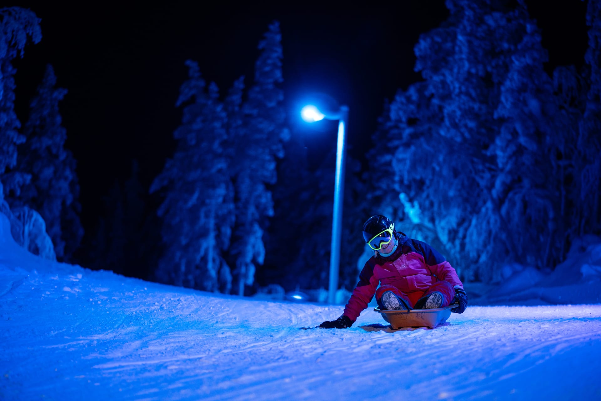 Aurora tobogganing Visit Finland