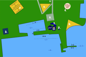 Map of Pargas Marina with the berths numbered 