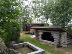 Lean-to and barbeque area