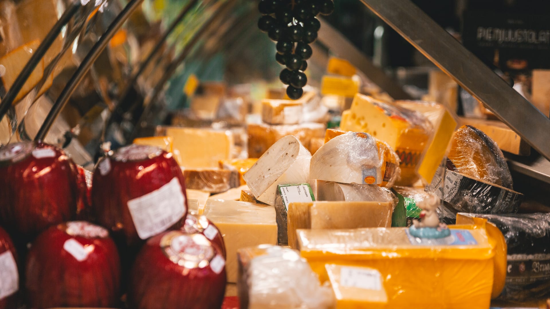 Cheese counter displaying wide variety of cheese types