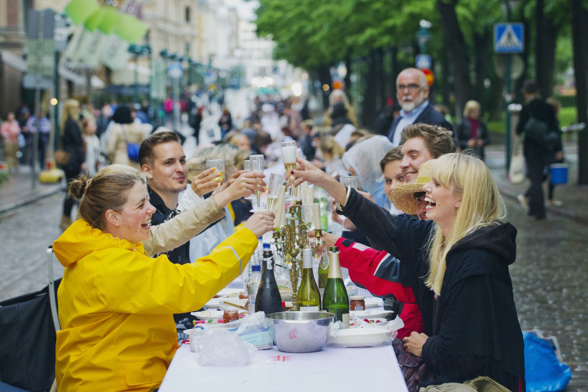 Helsinki Day dinner in the street