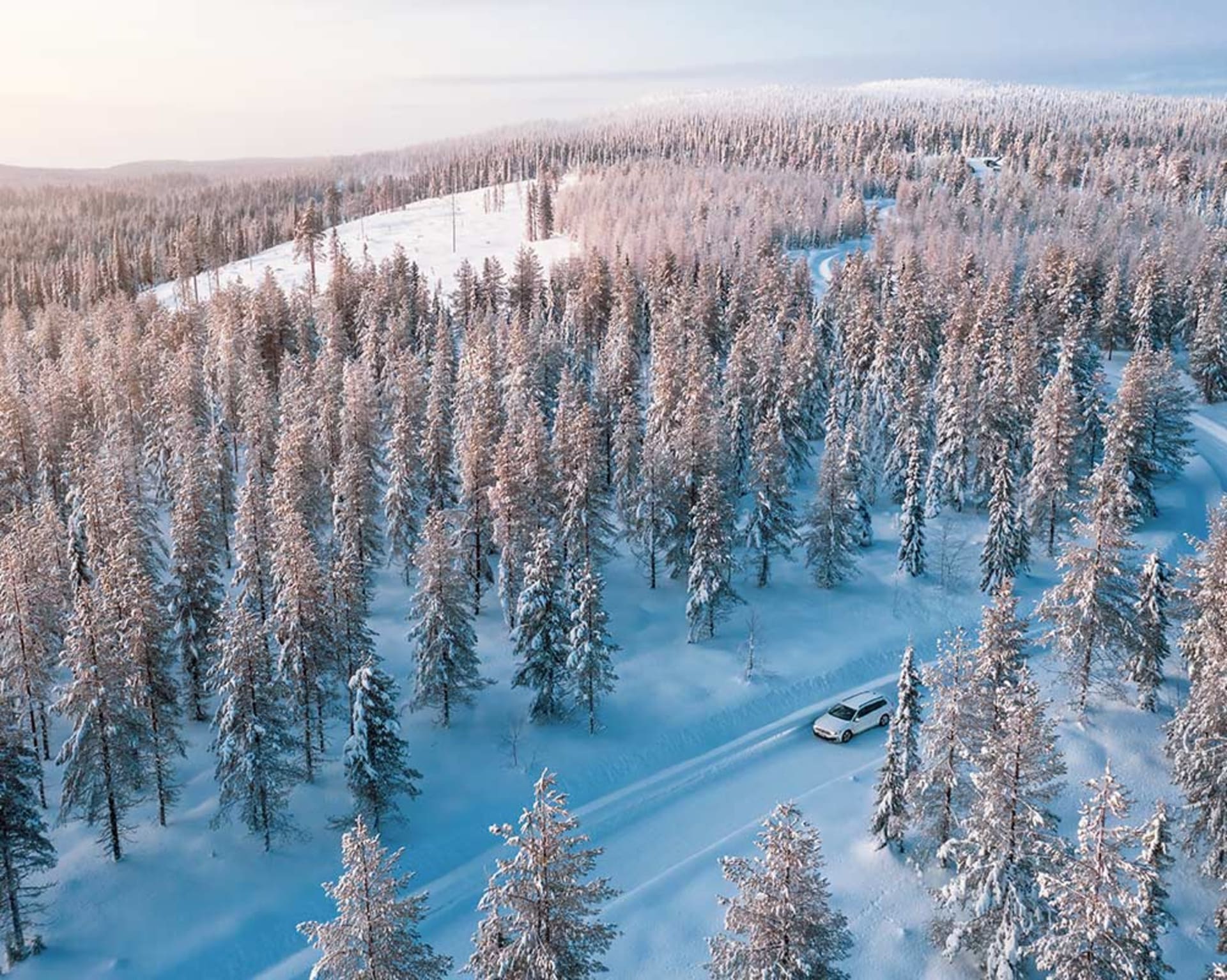 Car in snowy landscape