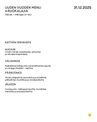 Ravintola Kotvan uuden vuoden menu, Pikku-Syöte © Ravintola Kotva, Pikku-Syöte Ravintola Kotvan uuden vuoden menu, Pikku-Syöte