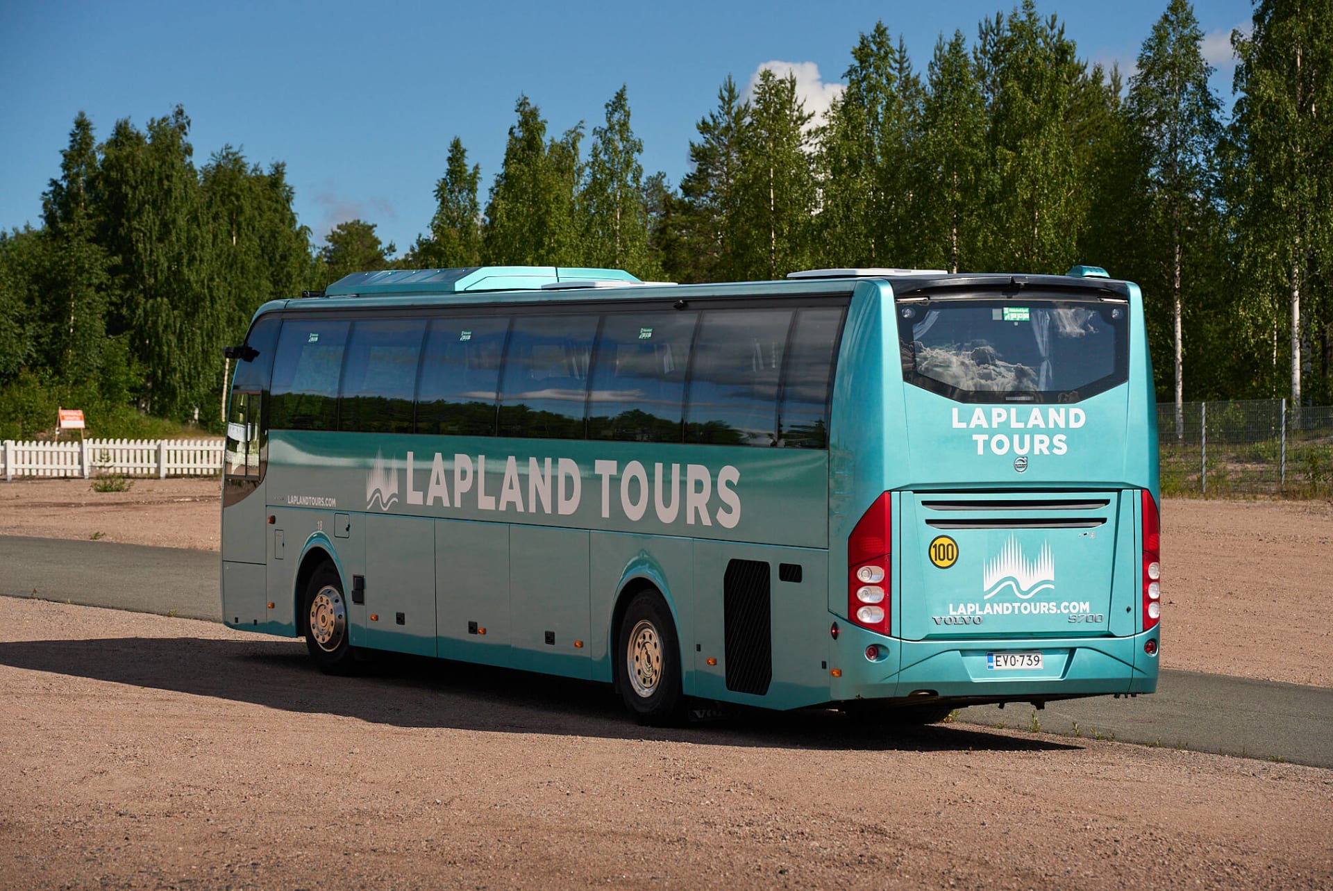 A coach on the road.