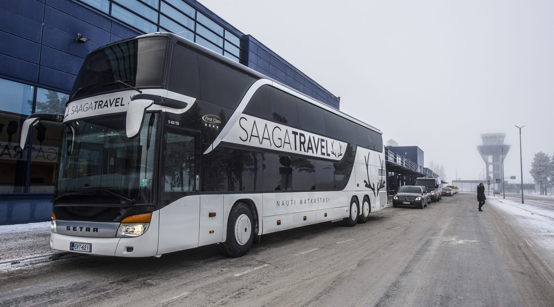 Saaga Travel largest bus is a 79-seater double-decker.