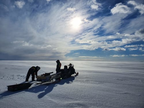 Ice fishing for perch on the frozen Bothnian Bay 