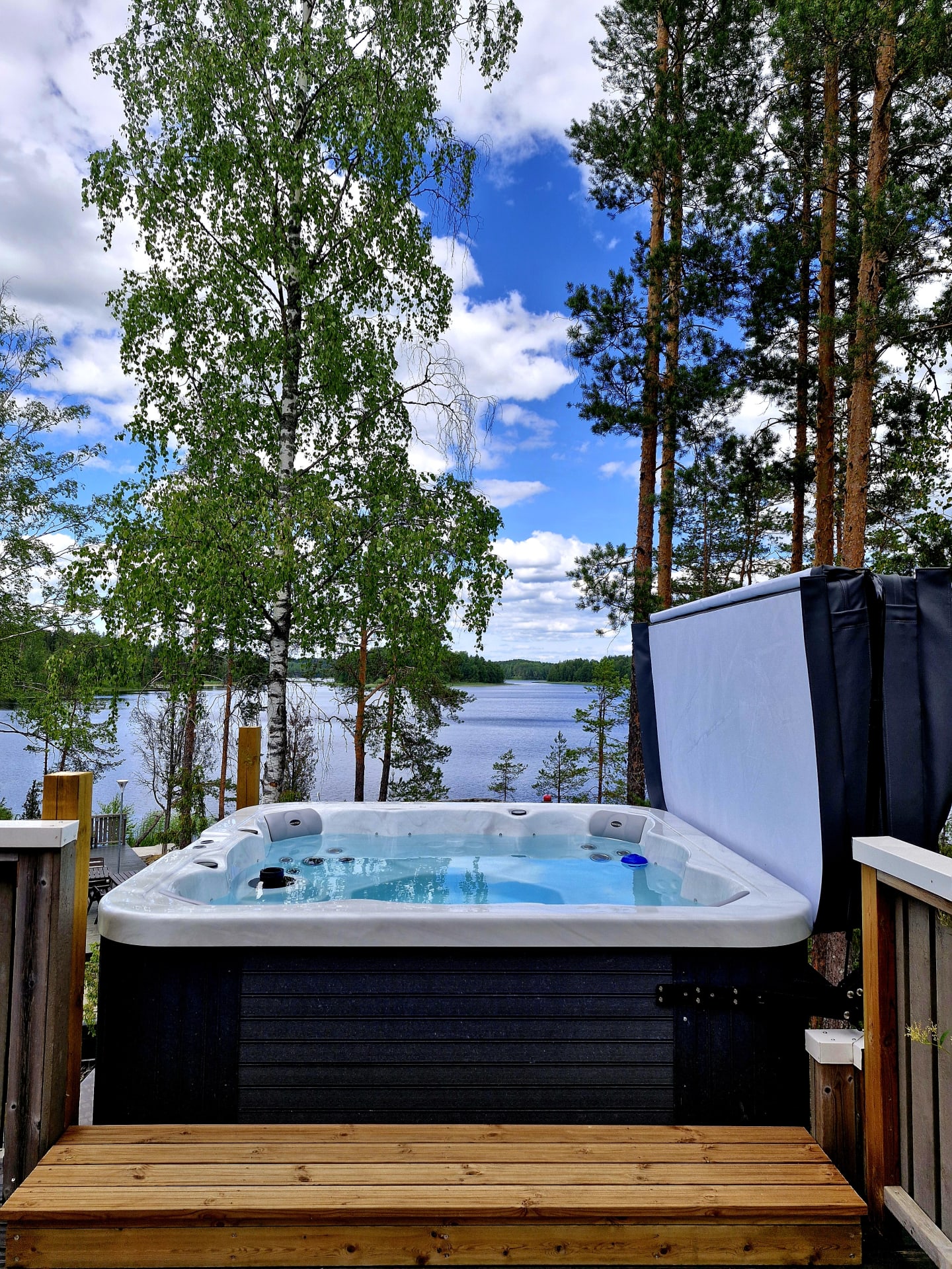 Hot tub, Jacuzzi, whirlpool, view, lake, trees
