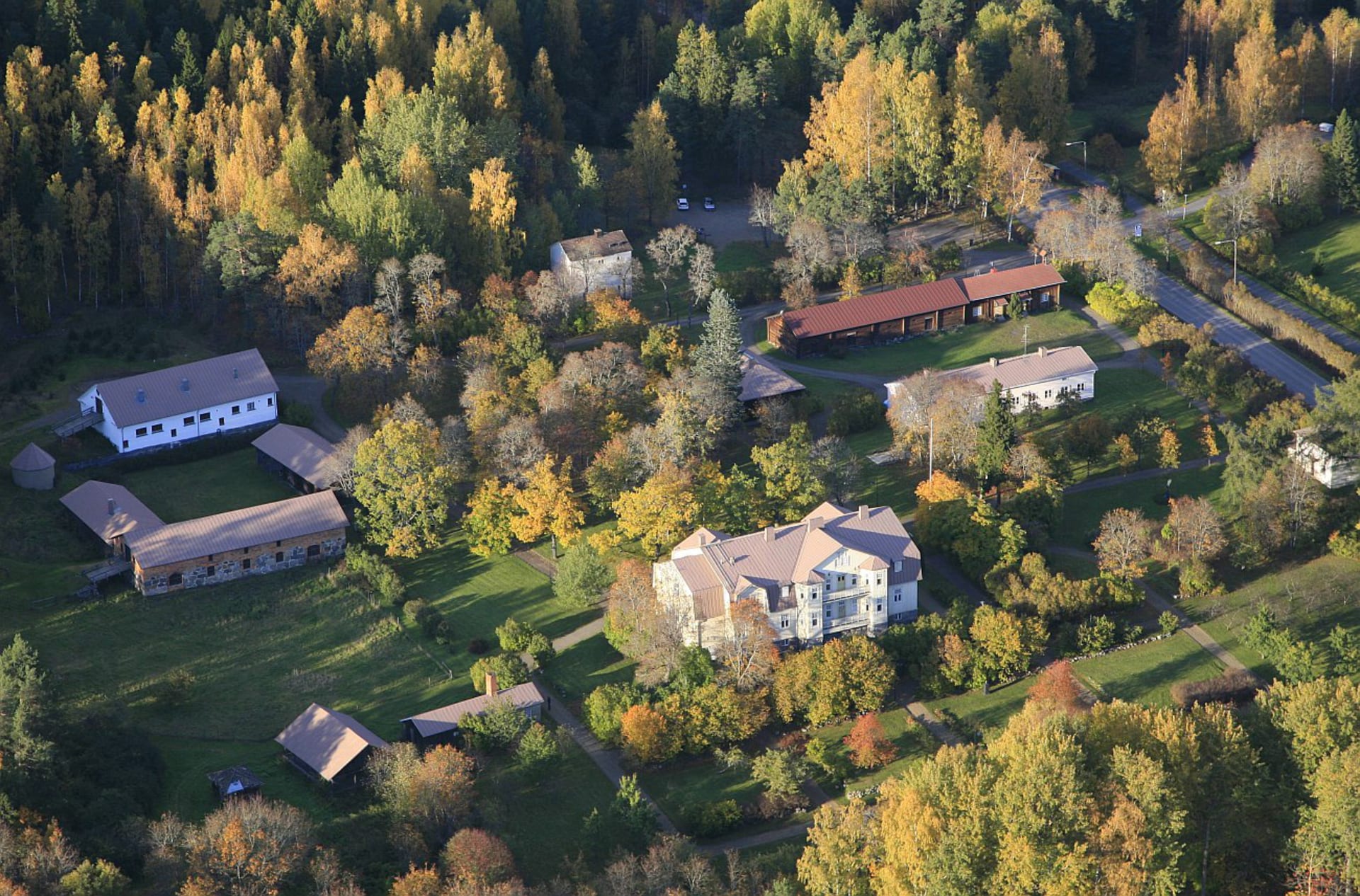 Aerial view of Voipaala premises in autumn.