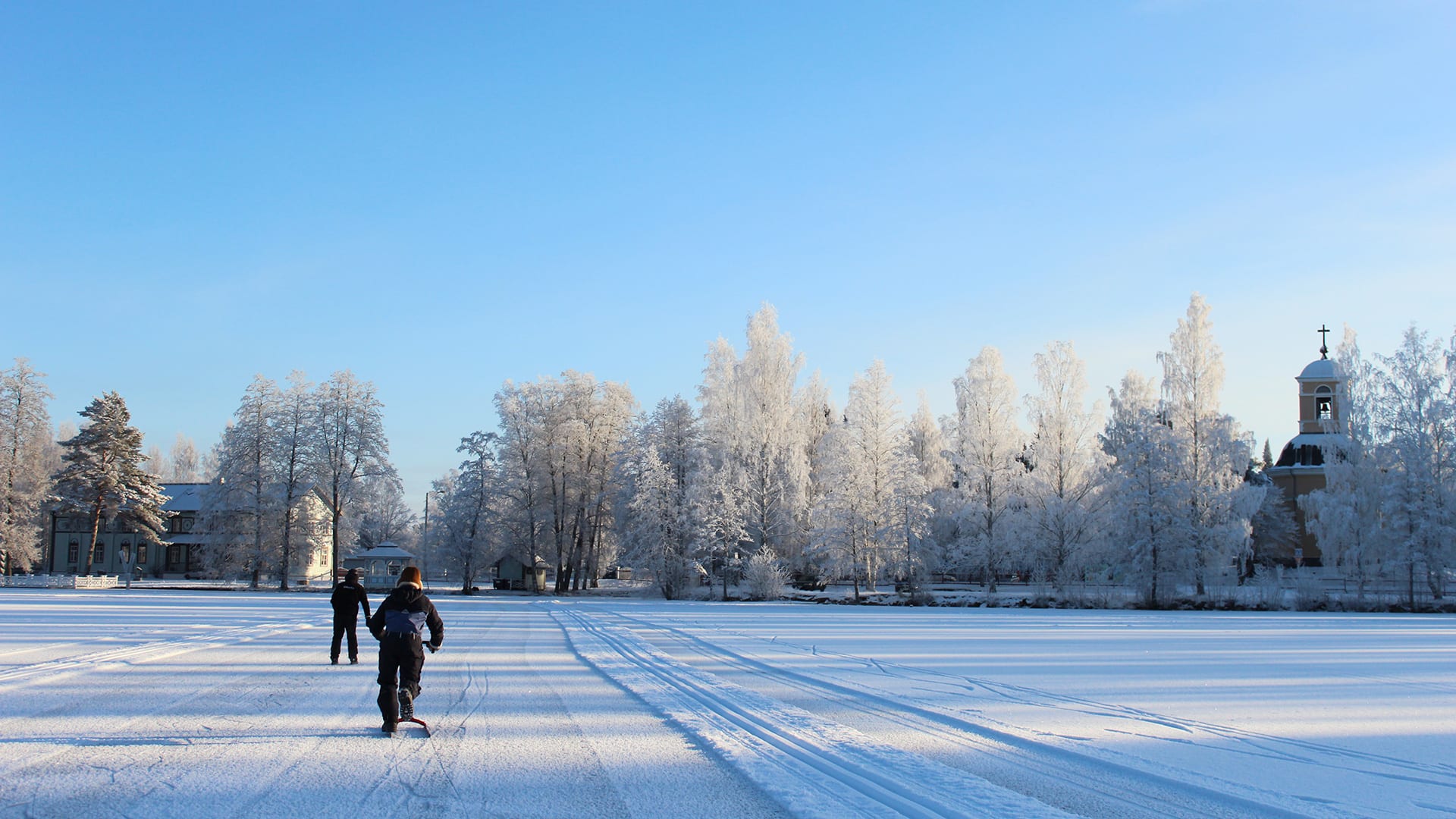 Walking trail on an ice