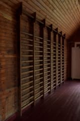 Pole trees in the gymnasium on the upper floor, Wihasjärvi 1906, Orivesi