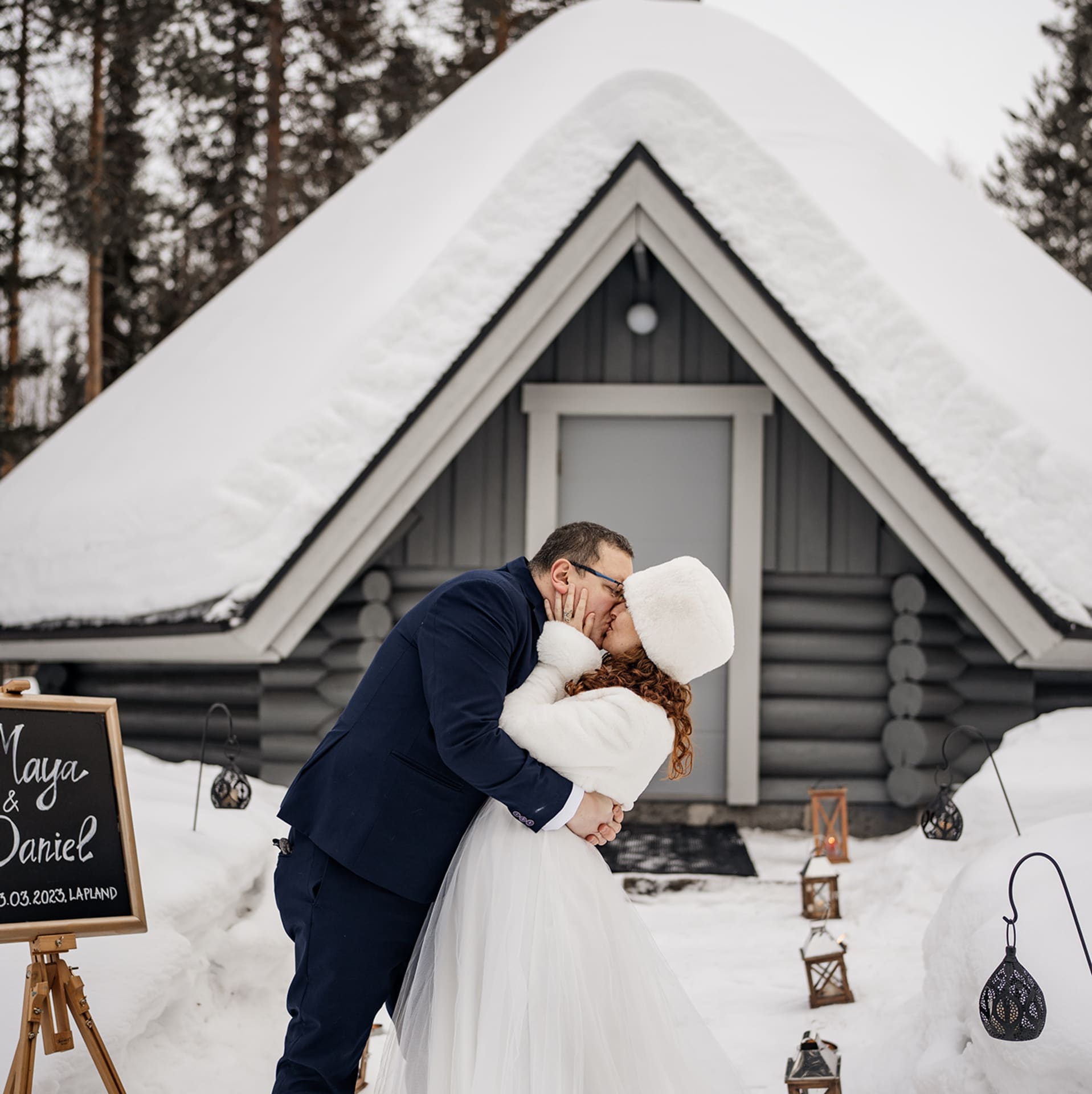 Simple cottage on the background