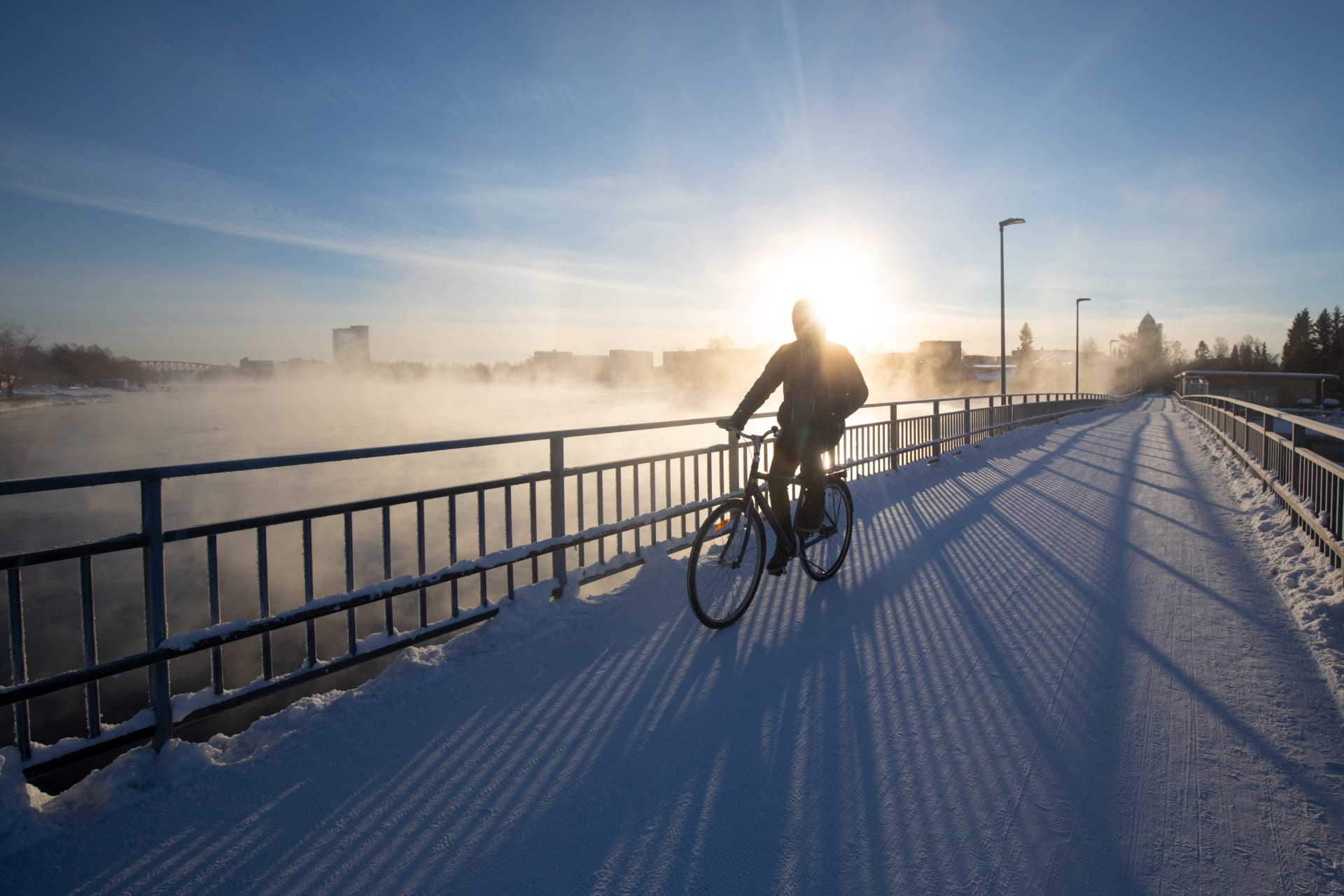 Winter biking in Oulu.