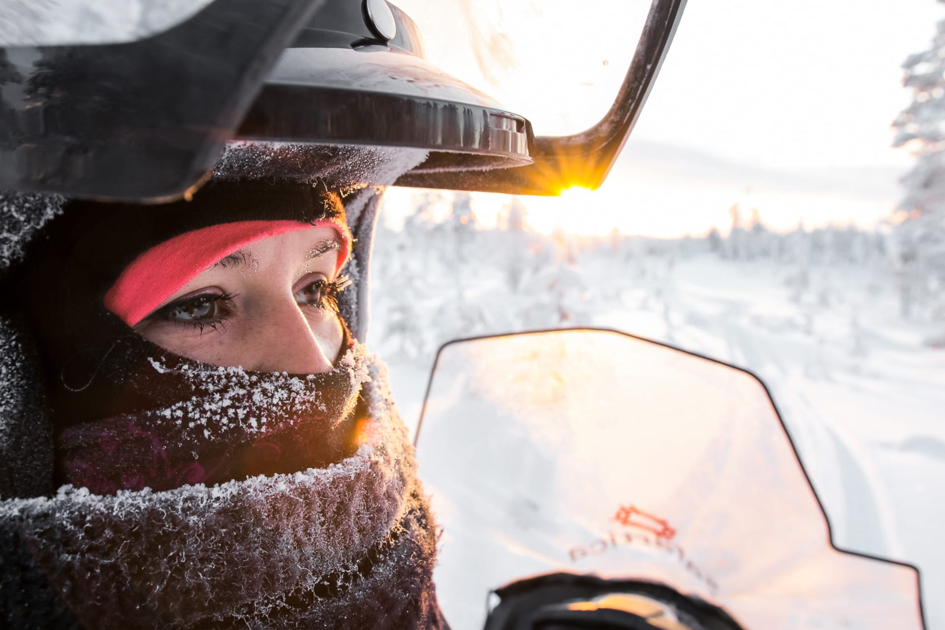 Snowmobiling in the snowy lands
