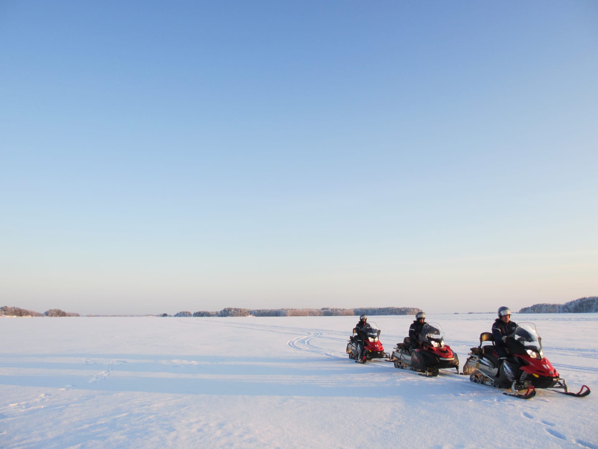 Snowmobile on the ice route