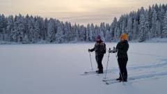 Vuokrattavia liukulumikenkiä Hossan luontokeskukselta