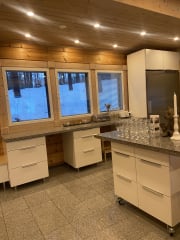 A large open-plan kitchen with plenty of space for multiple people to cook together.