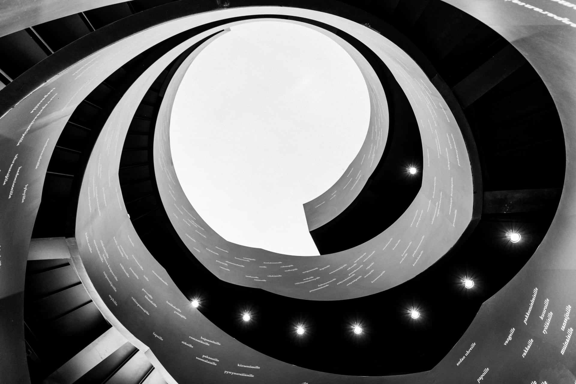 Oodi's spiral staircase