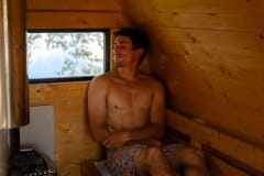 Loimu Resort barrel sauna by the shore of lake Ylläsjärvi