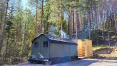 Big tent sauna in Valkjärvi reservation camp area