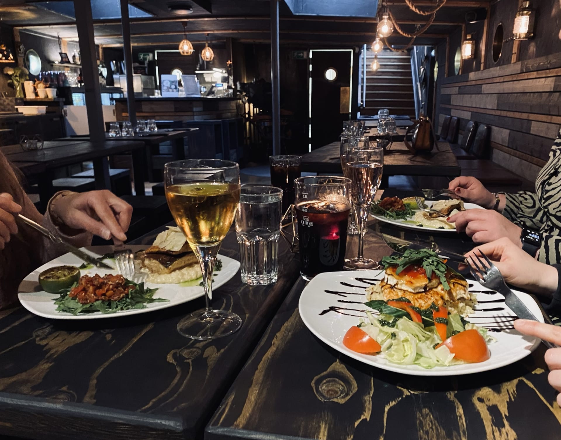 Dining in the Cargo Hold Restaurant.