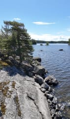 Beautiful lake landscape on the route