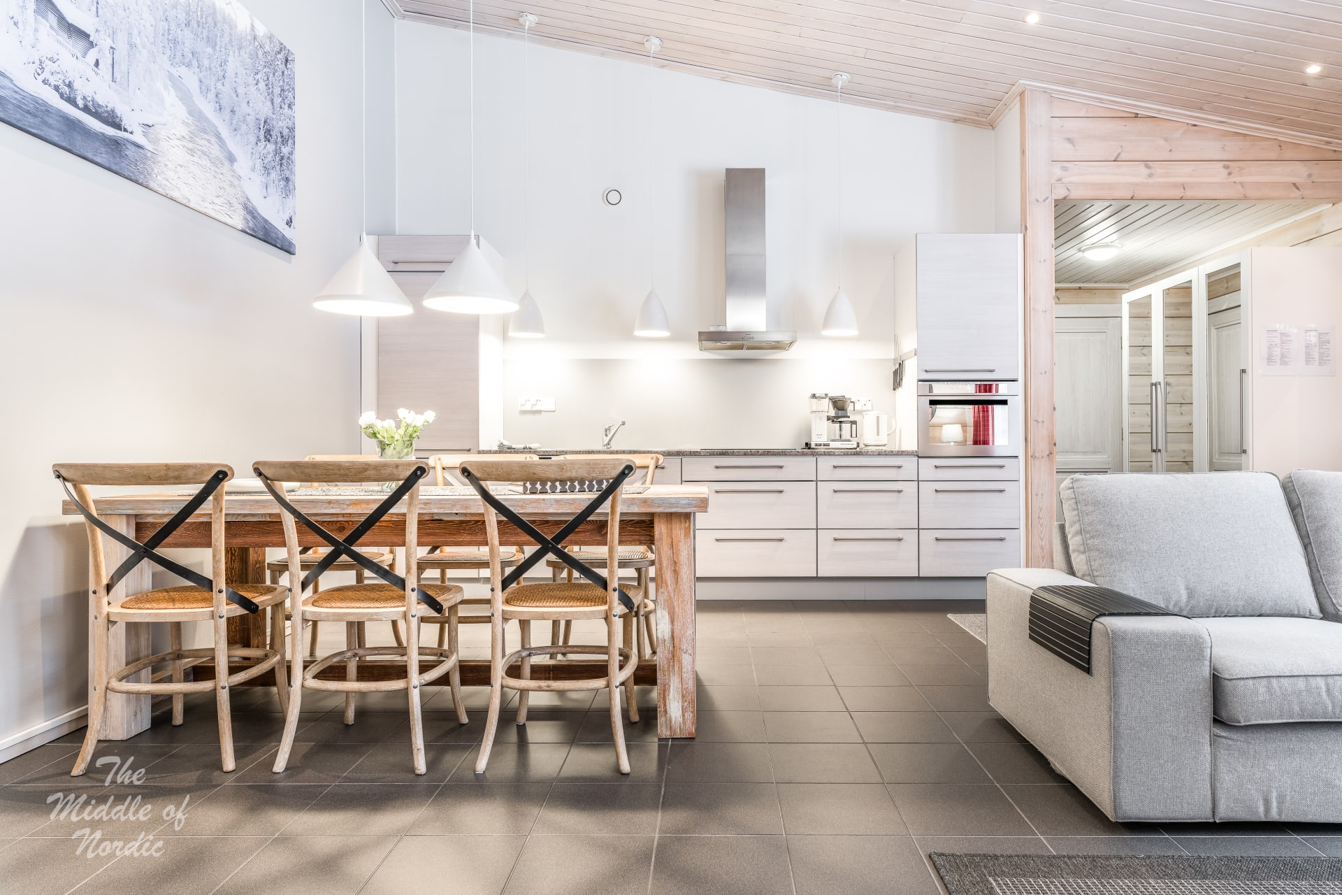 The kitchen is equipped with machines and accessories that are needed in a normal kitchen.