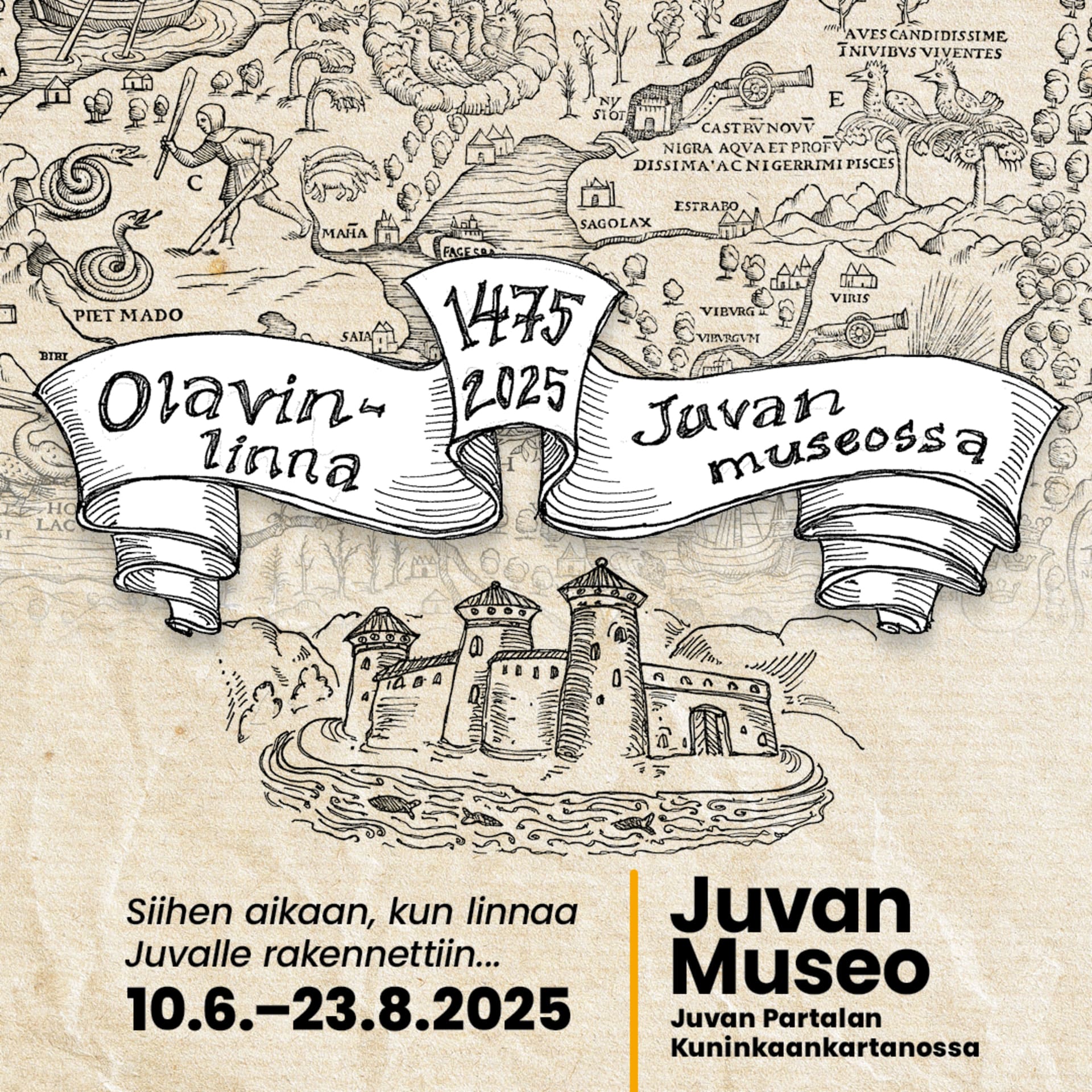 Olavinlinna-aiheinen kesänäyttely Juvan museolla. Olavinlinna summer exhibition at Juva Museum.