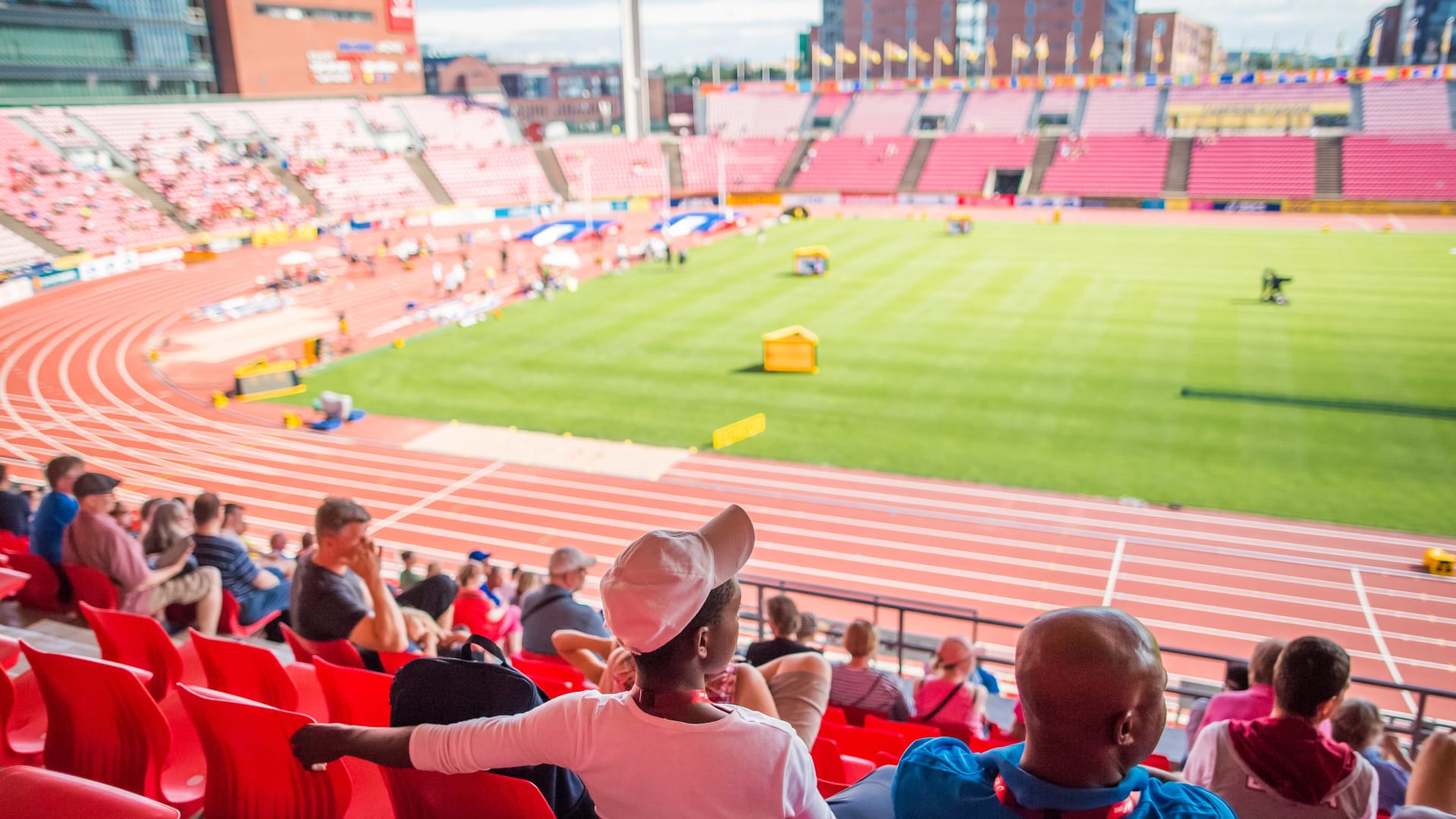 People watching a game in the Ratina stadium