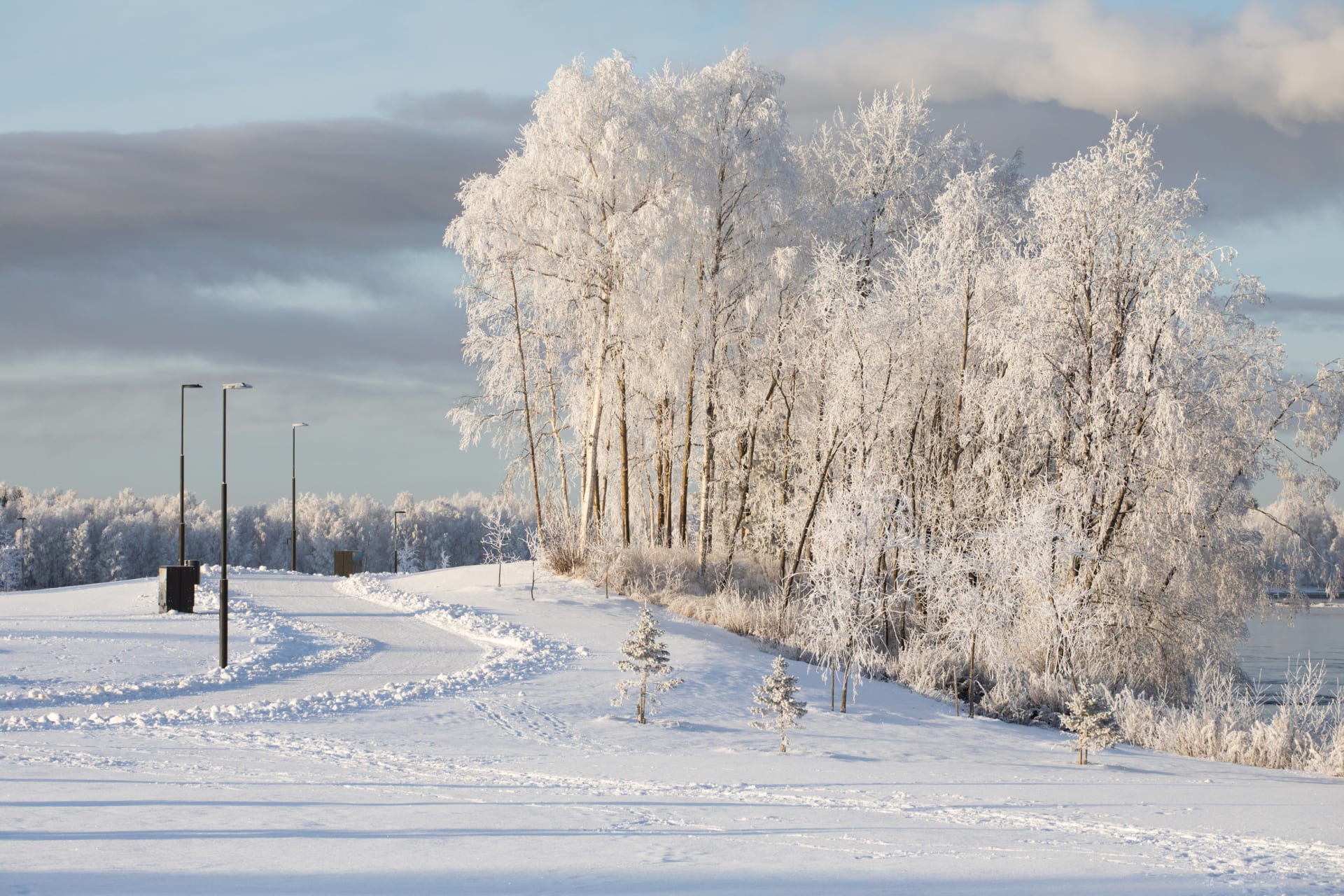 Kuusisaari recreation park in winter.